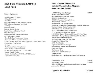 2026 Ford Mustang LMP 810 Drag Pack