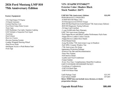 2026 Ford Mustang LMP 810 75th Anniversary Edition