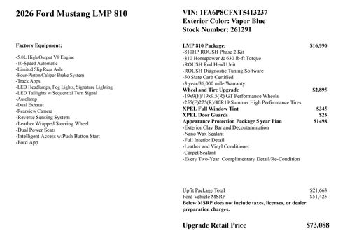 2026 Ford Mustang LMP 810