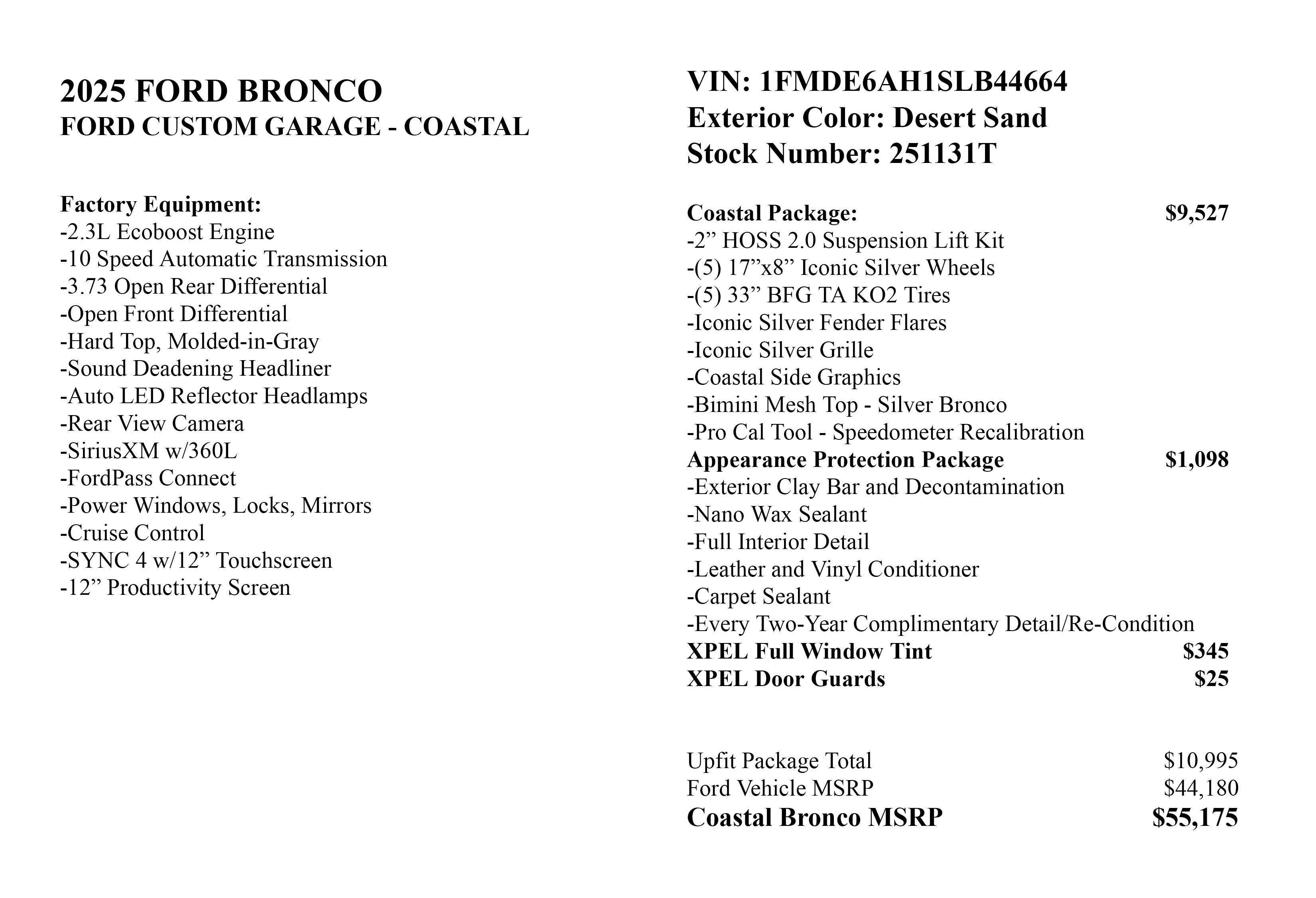 2025 Ford Bronco Coastal