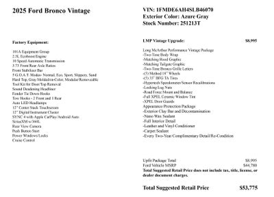 2025 Ford Bronco LMP Vintage