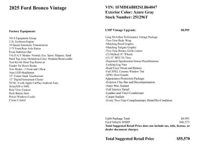 2025 Ford Bronco LMP Vintage