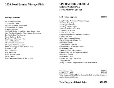 2026 Ford Bronco Vintage Pink