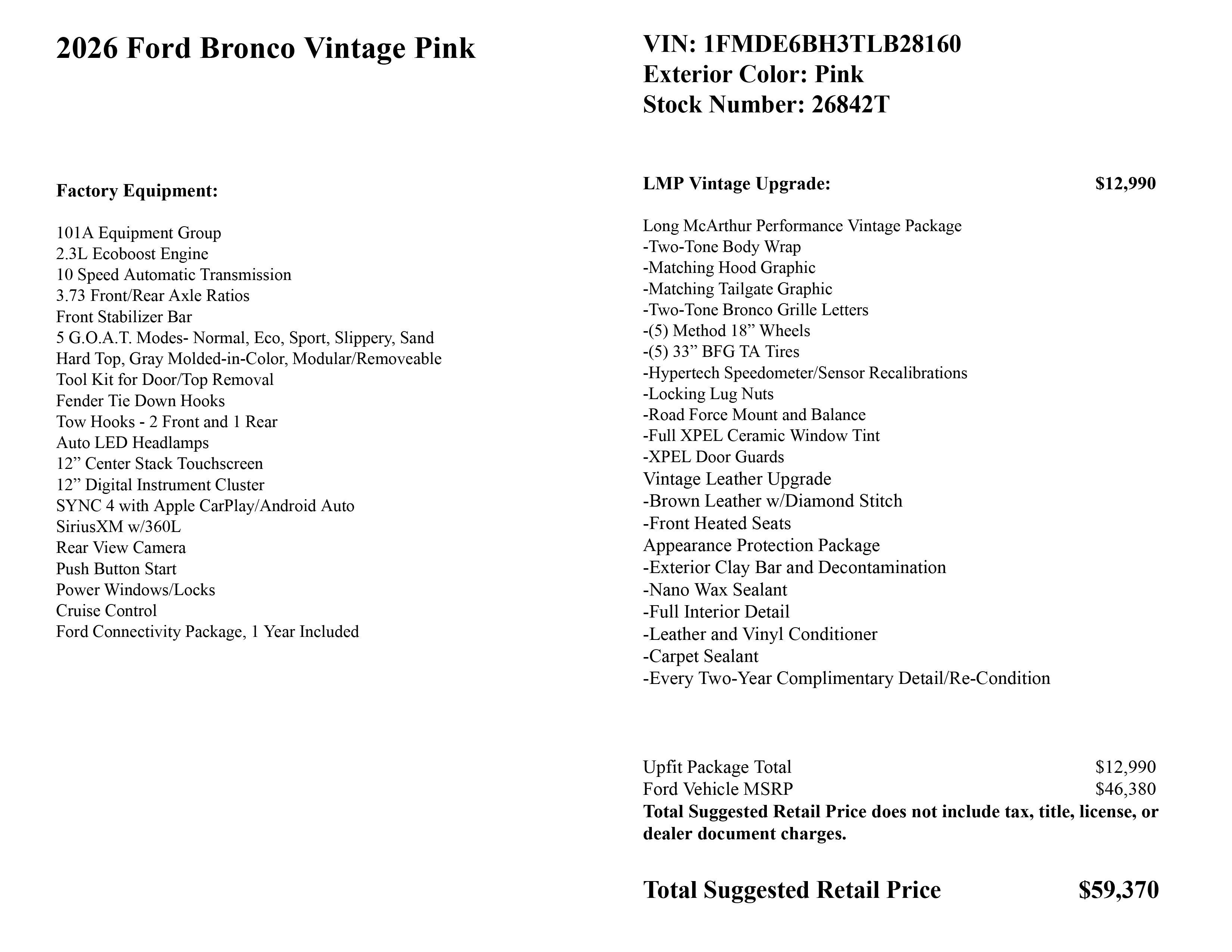 2026 Ford Bronco Vintage Pink
