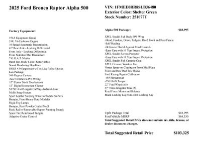 2025 Ford Bronco Raptor Alpha 500