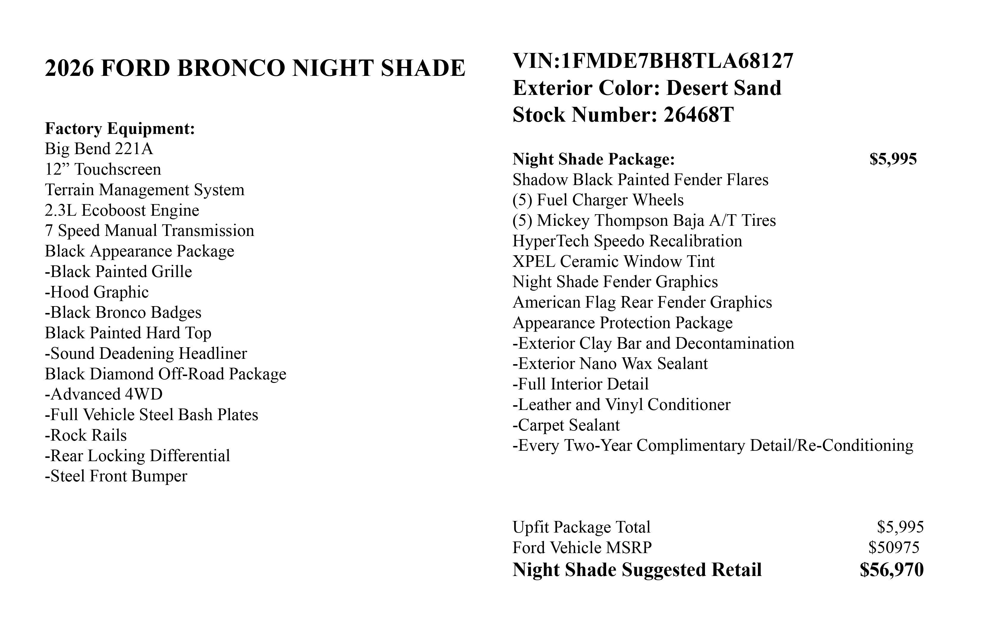 2026 Ford Bronco Big Bend