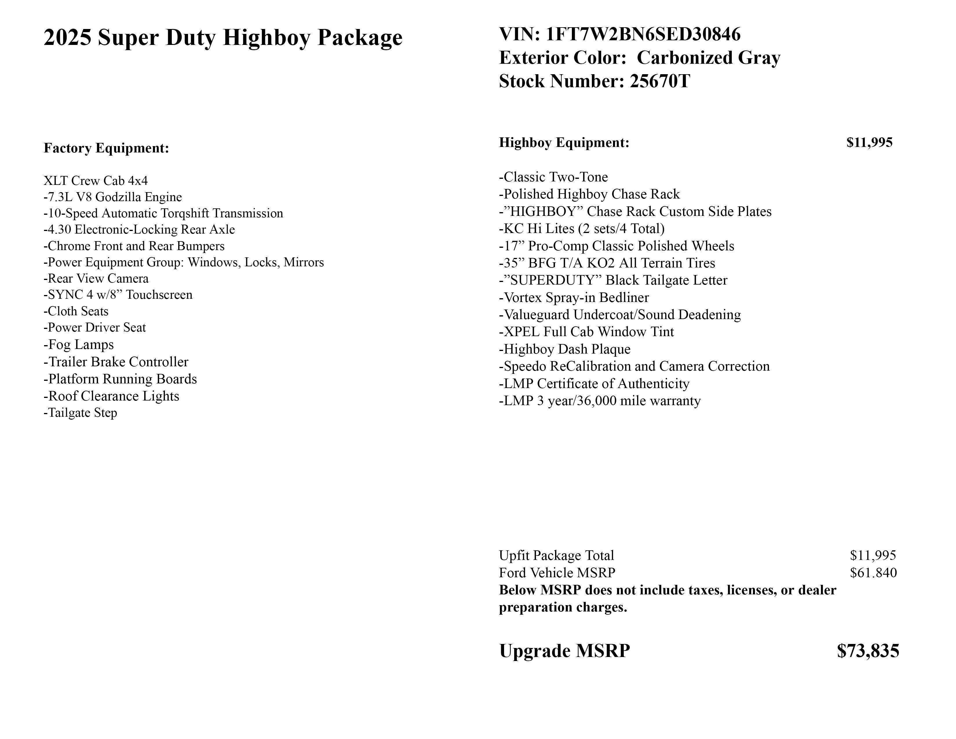 2025 Ford Super Duty F-250 SRW Highboy