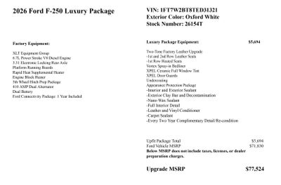2026 Ford Super Duty F-250 SRW XLT Luxury Package
