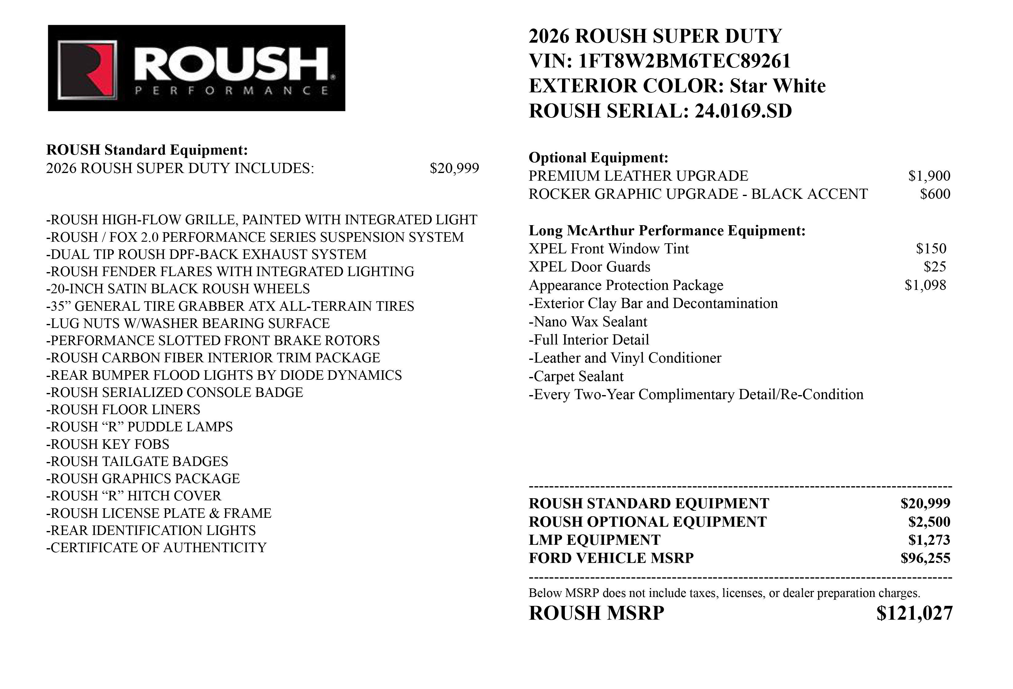 2026 Ford Super Duty F-250 SRW ROUSH SD