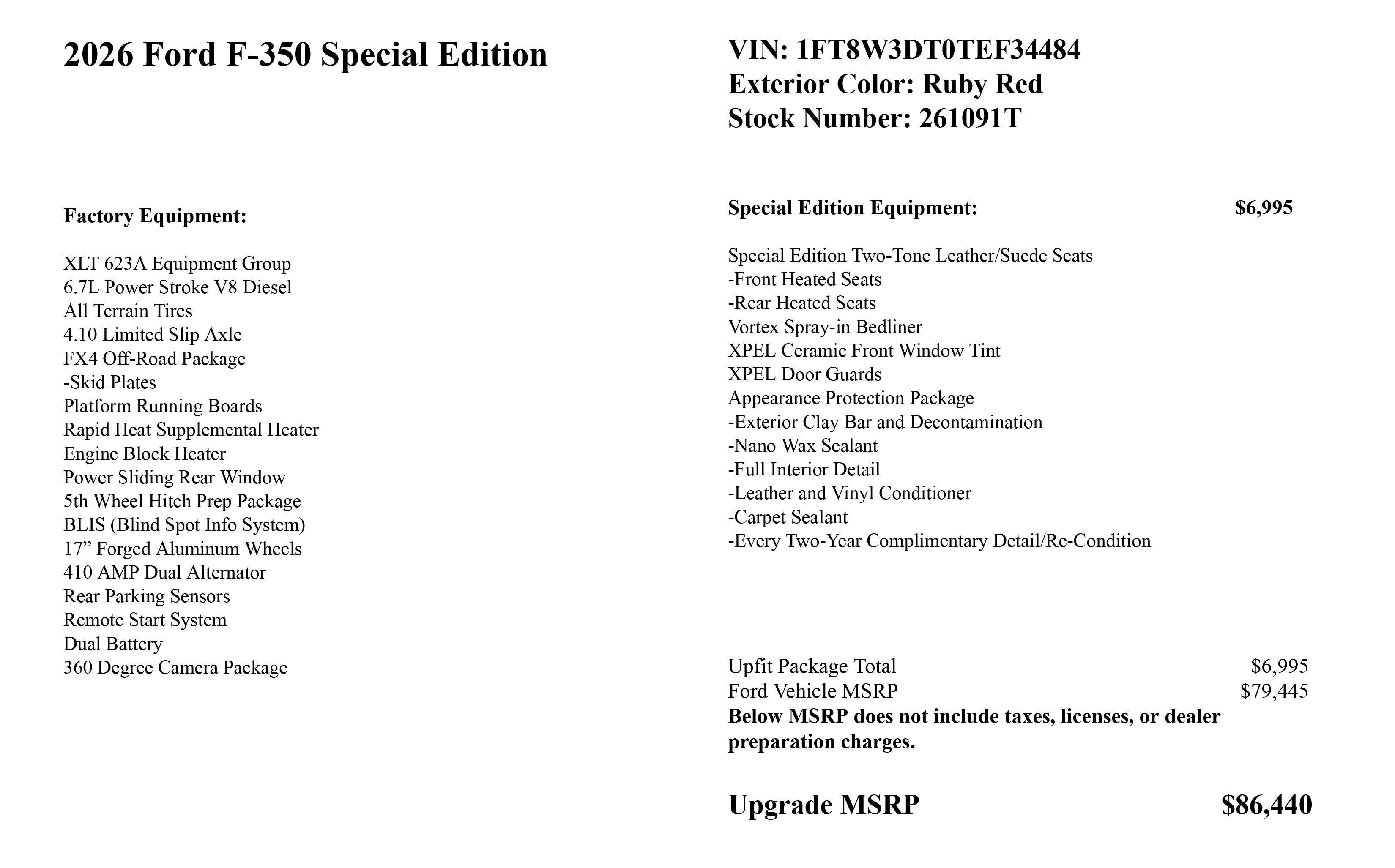 2026 Ford Super Duty F-350 DRW XLT Special Edition