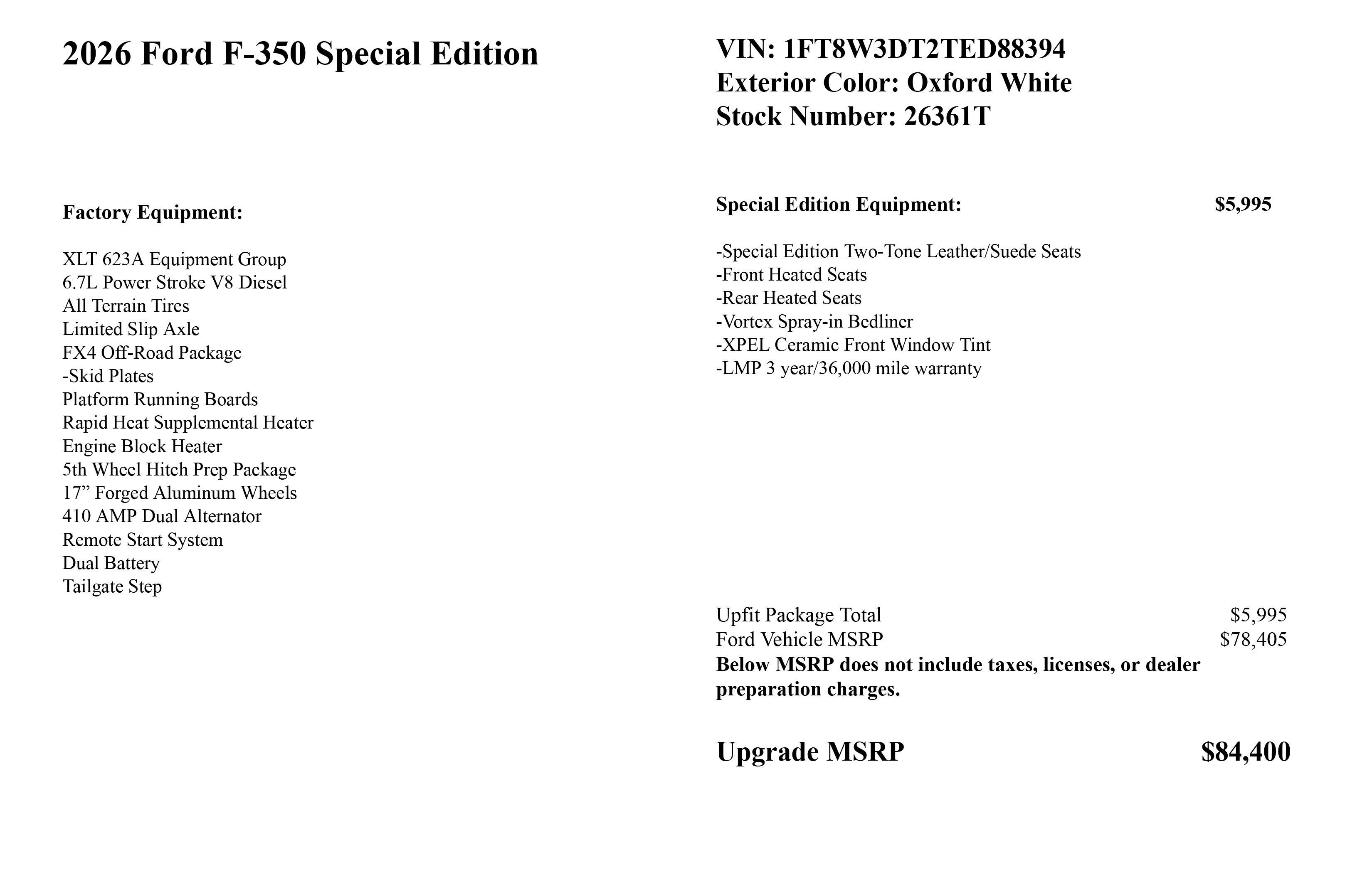 2026 Ford Super Duty F-350 DRW XLT