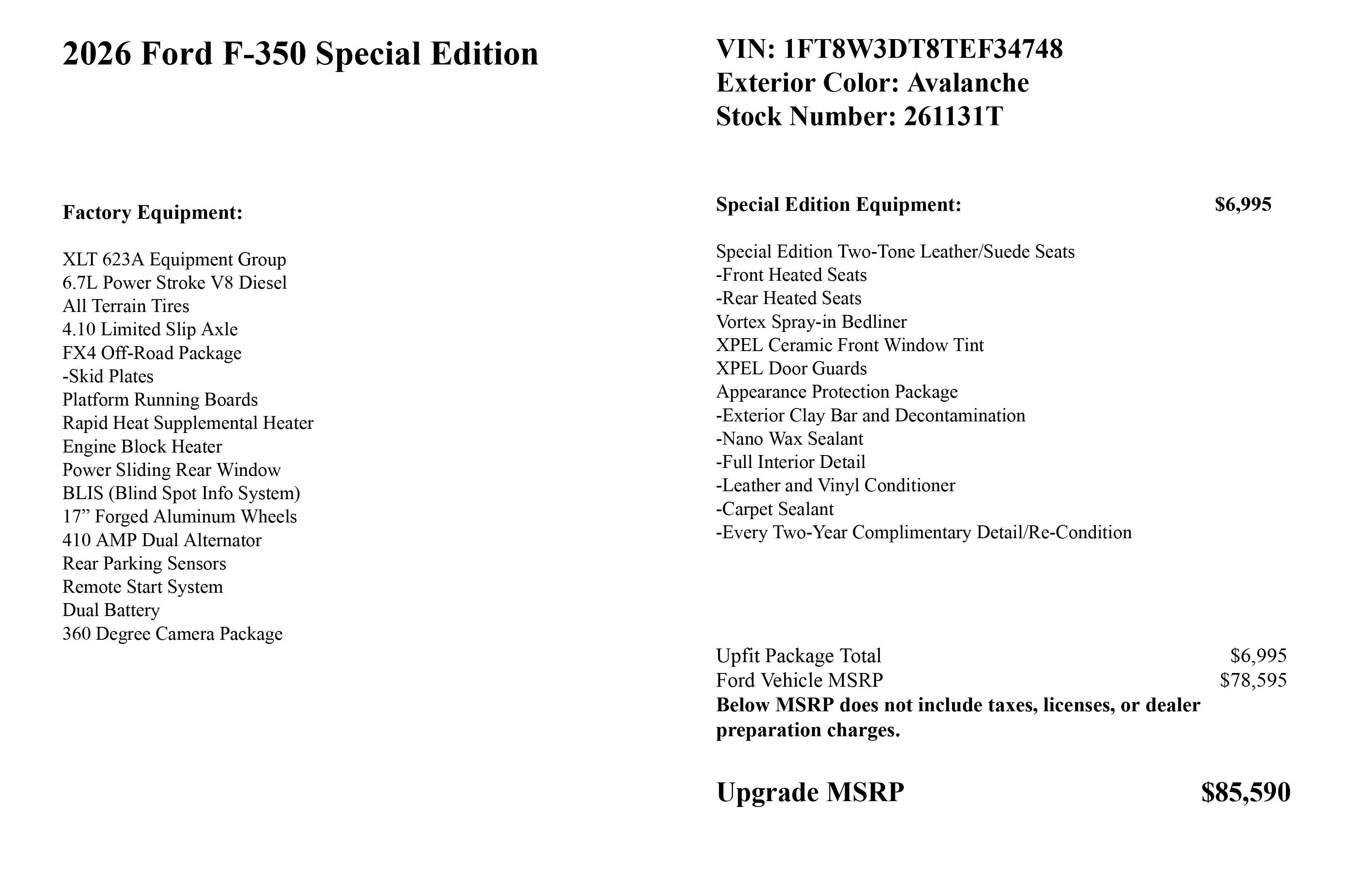 2026 Ford Super Duty F-350 DRW XLT Special Edition