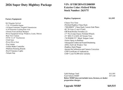 2026 Ford Super Duty F-250 SRW Highboy