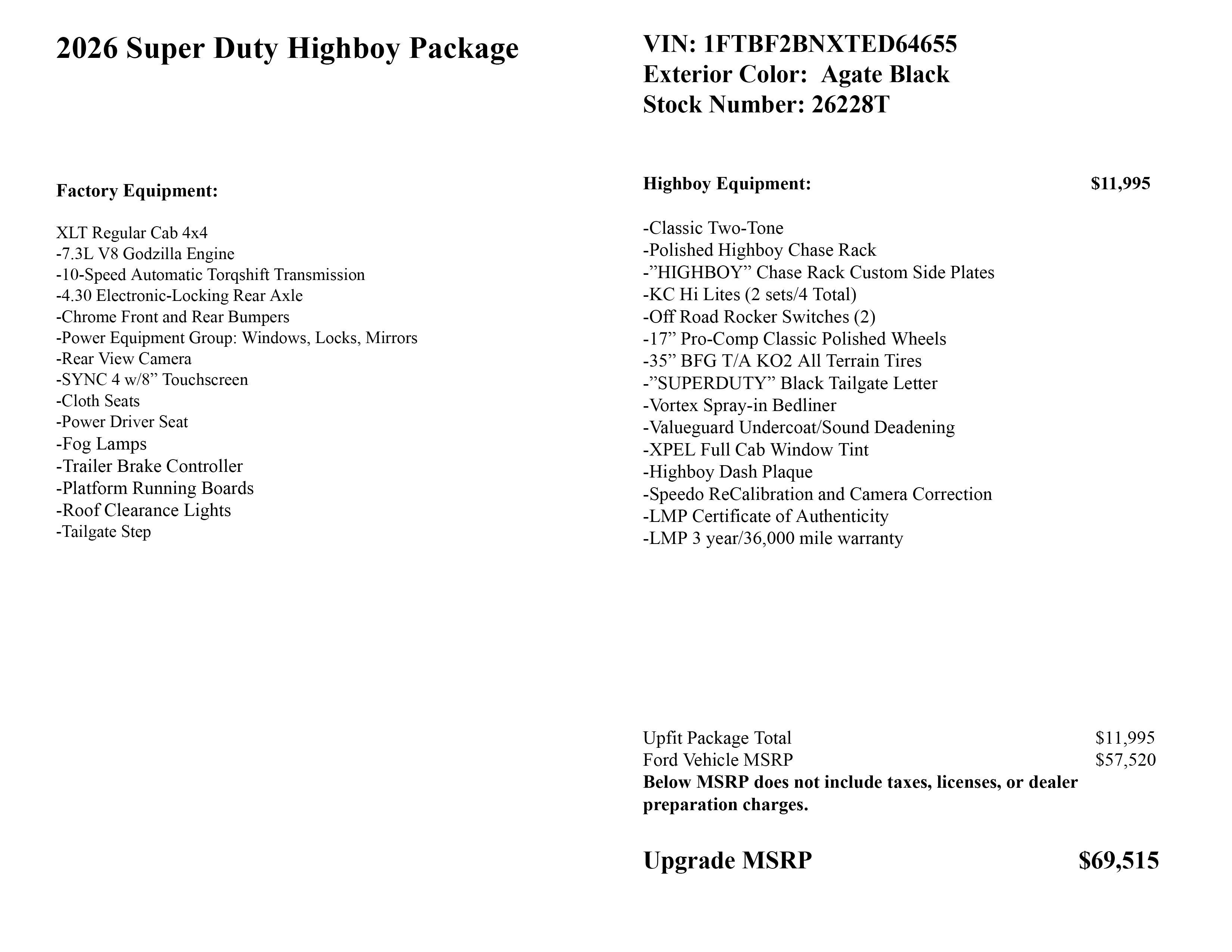 2026 Ford Super Duty F-250 SRW Highboy
