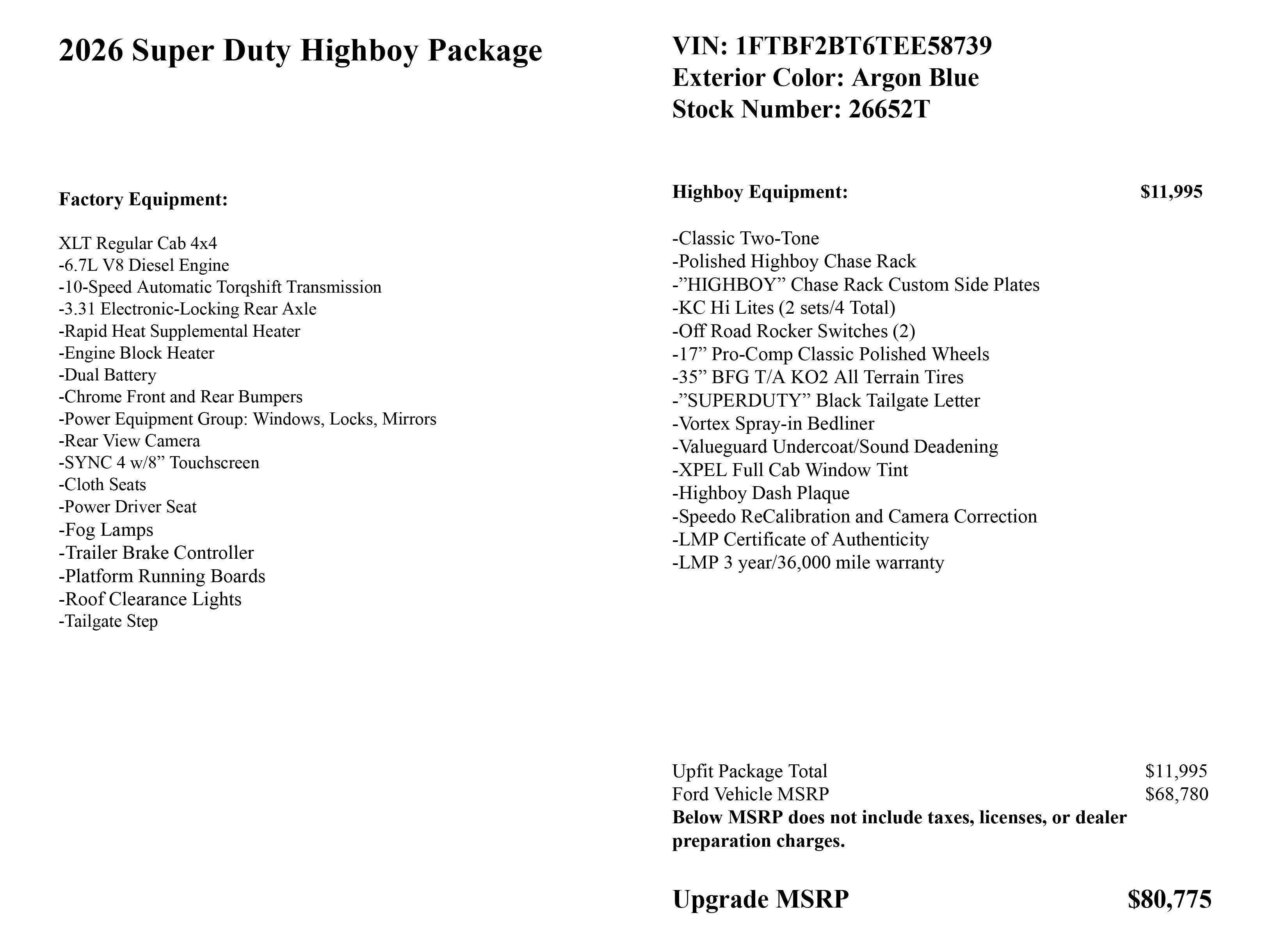 2026 Ford Super Duty F-250 SRW Highboy