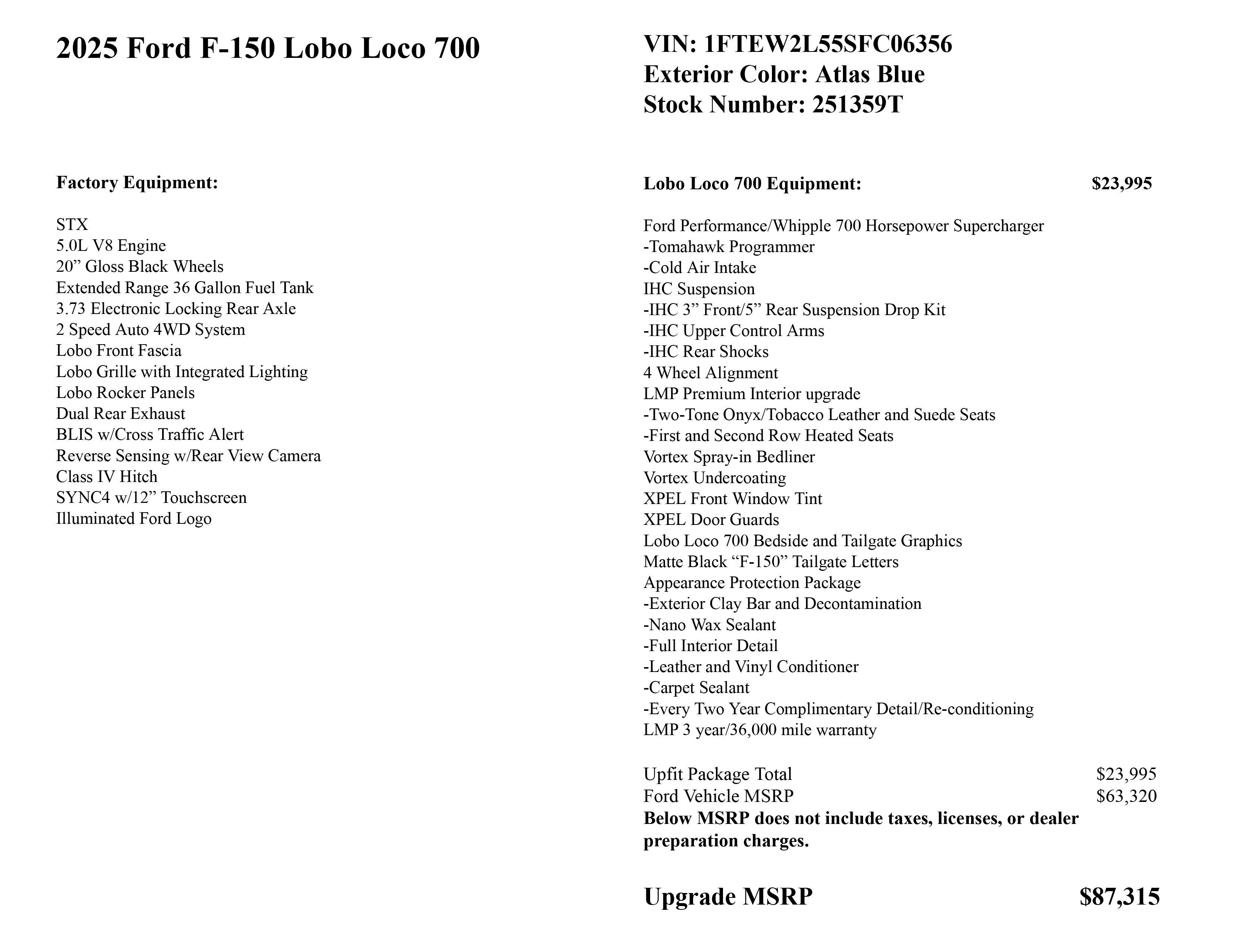 2025 Ford F-150 Lobo Loco SC