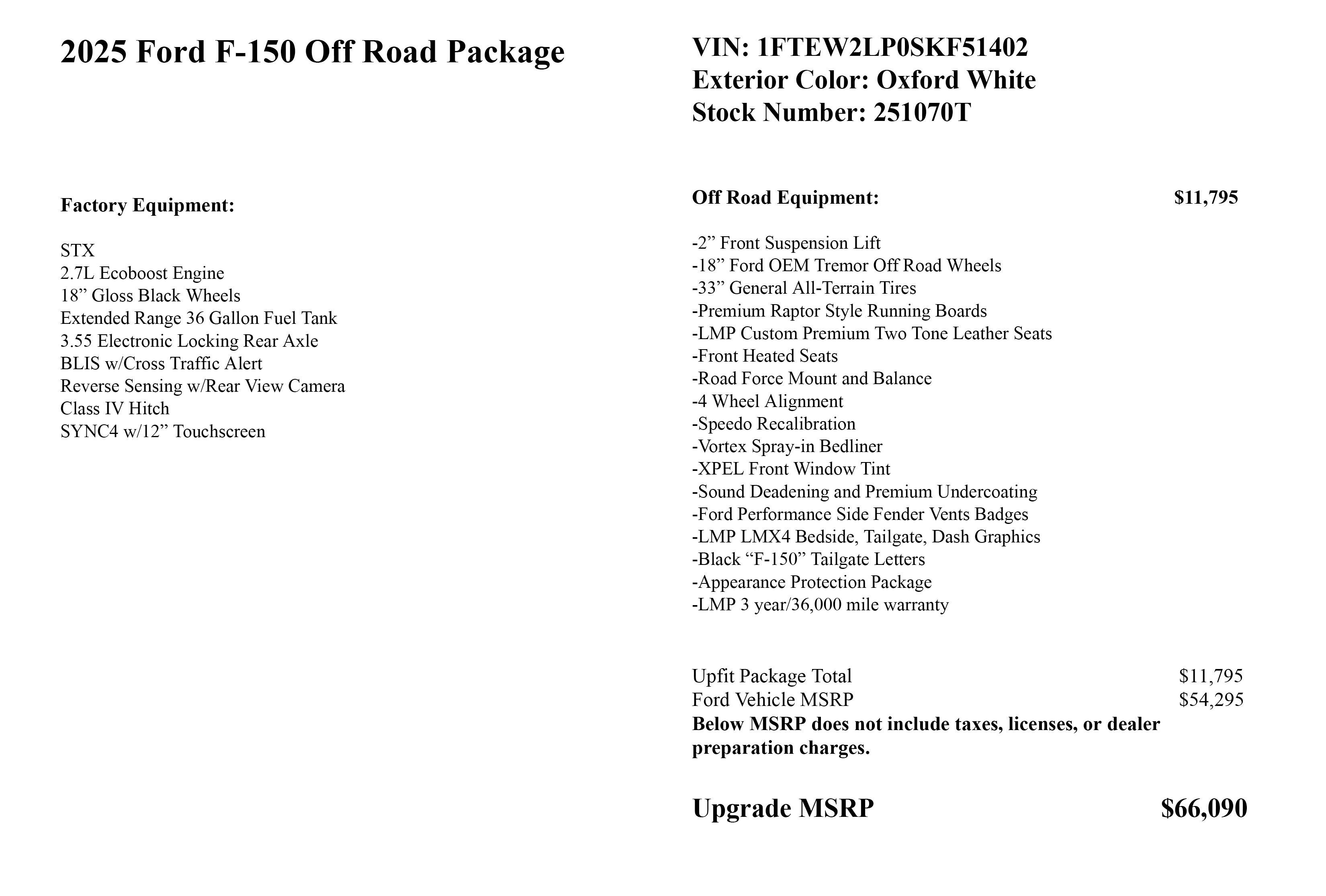 2025 Ford F-150 LMP Off Road