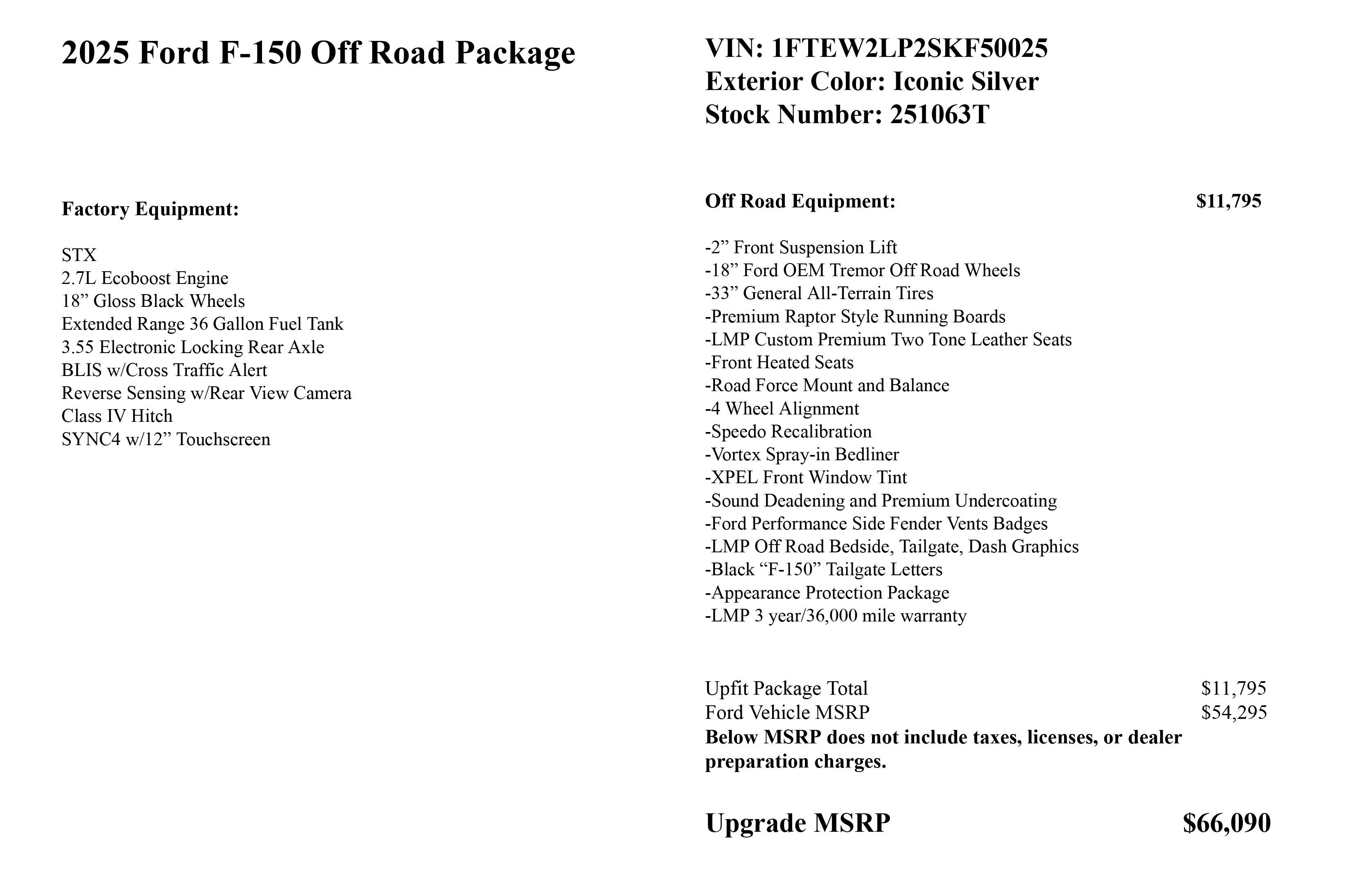 2025 Ford F-150 LMP Off Road