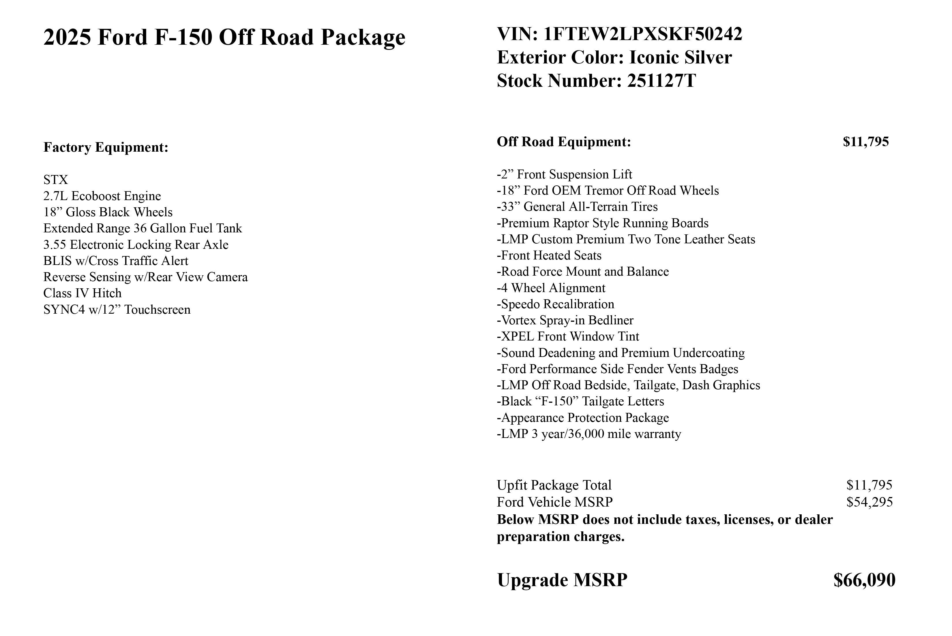 2025 Ford F-150 LMP Off Road