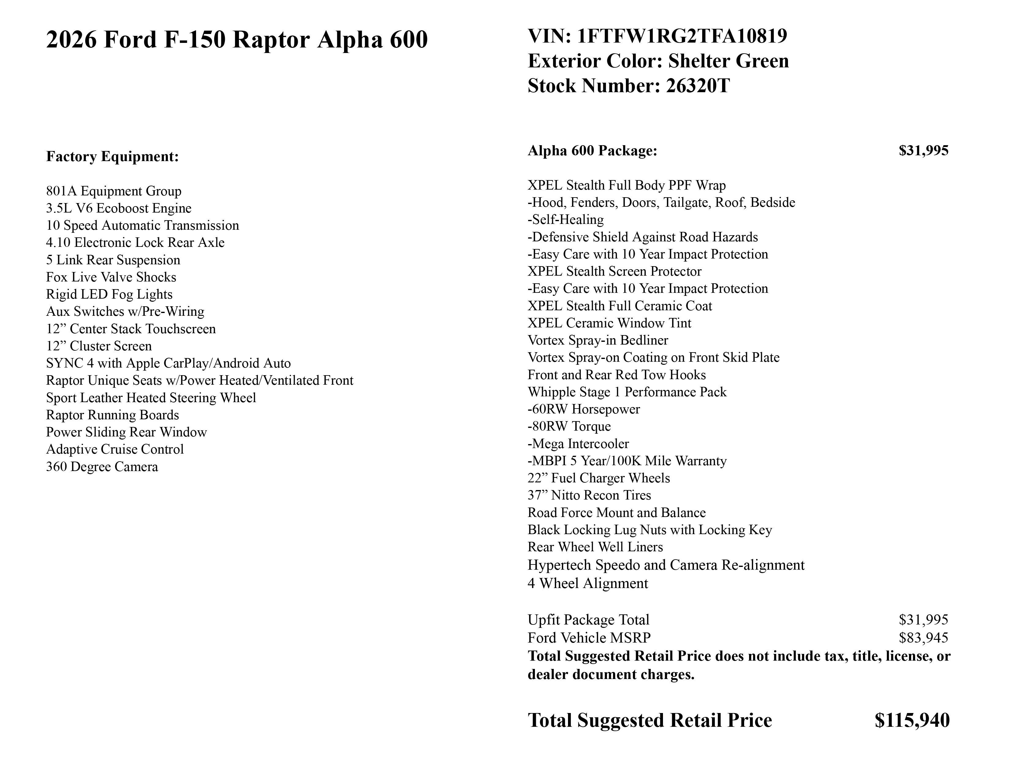 2026 Ford F-150 Raptor Alpha 600