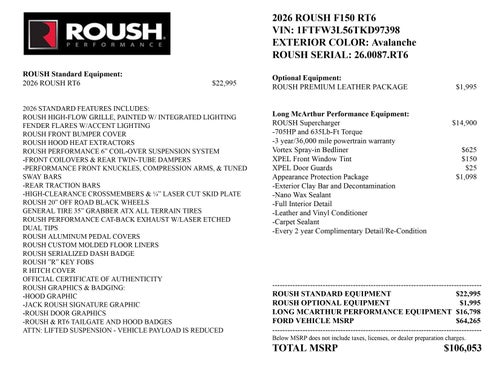 2026 Ford F-150 ROUSH RT6 XLT