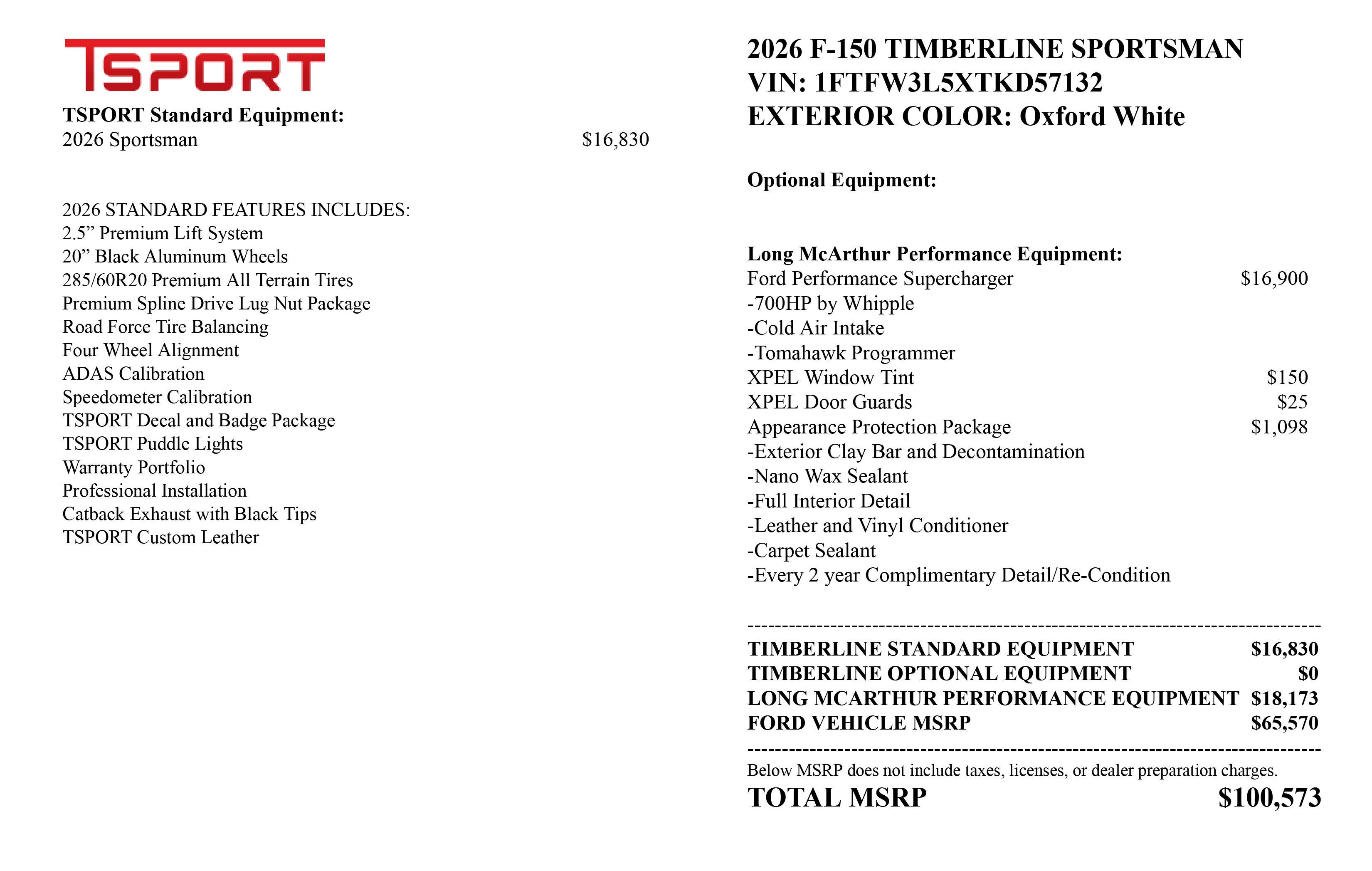 2026 Ford F-150 Timberline Sportsman SC