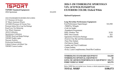 2026 Ford F-150 Timberline Sportsman SC