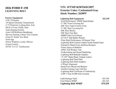 2026 Ford F-150 Lightning Bolt SC