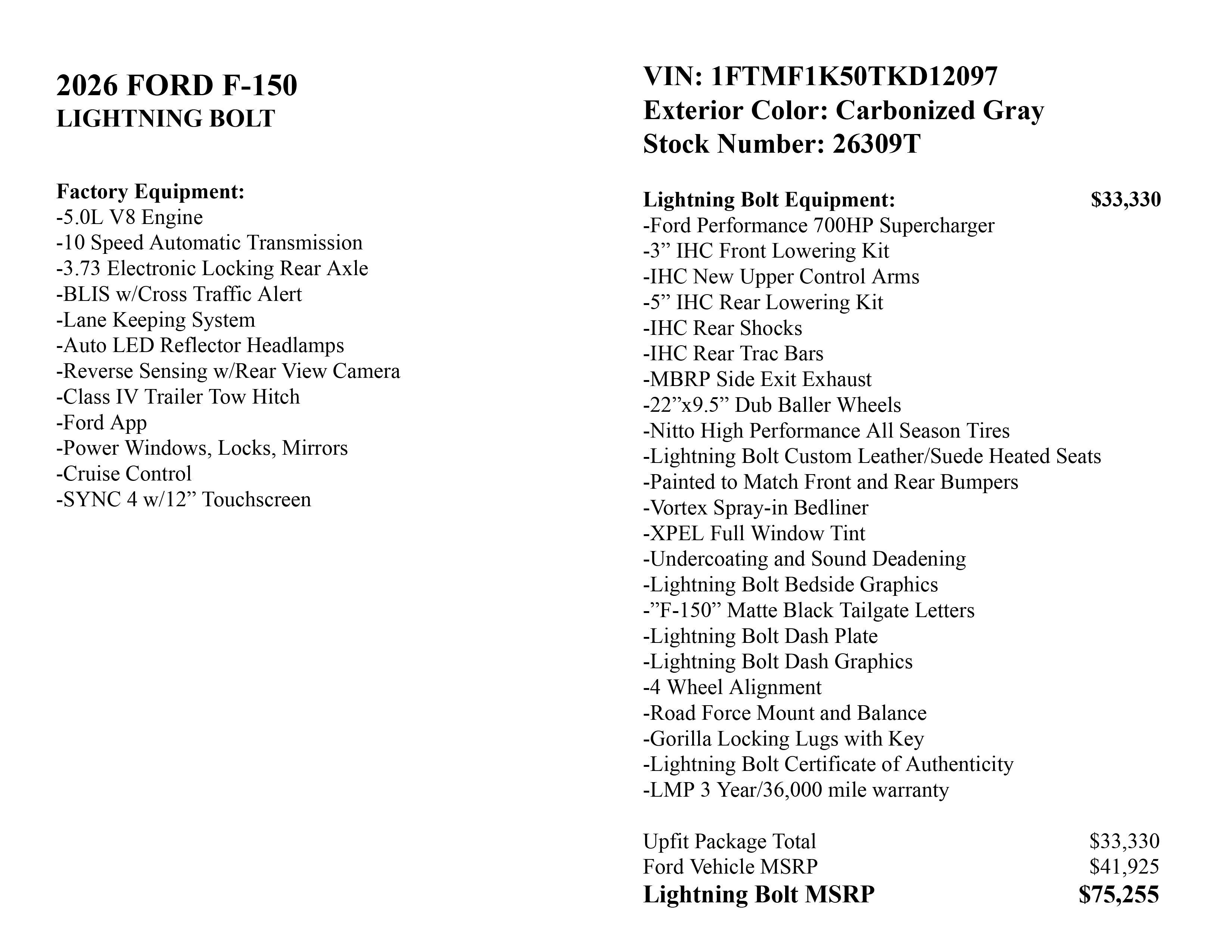 2026 Ford F-150 Lightning Bolt SC
