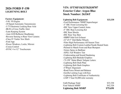 2026 Ford F-150 Lightning Bolt SC
