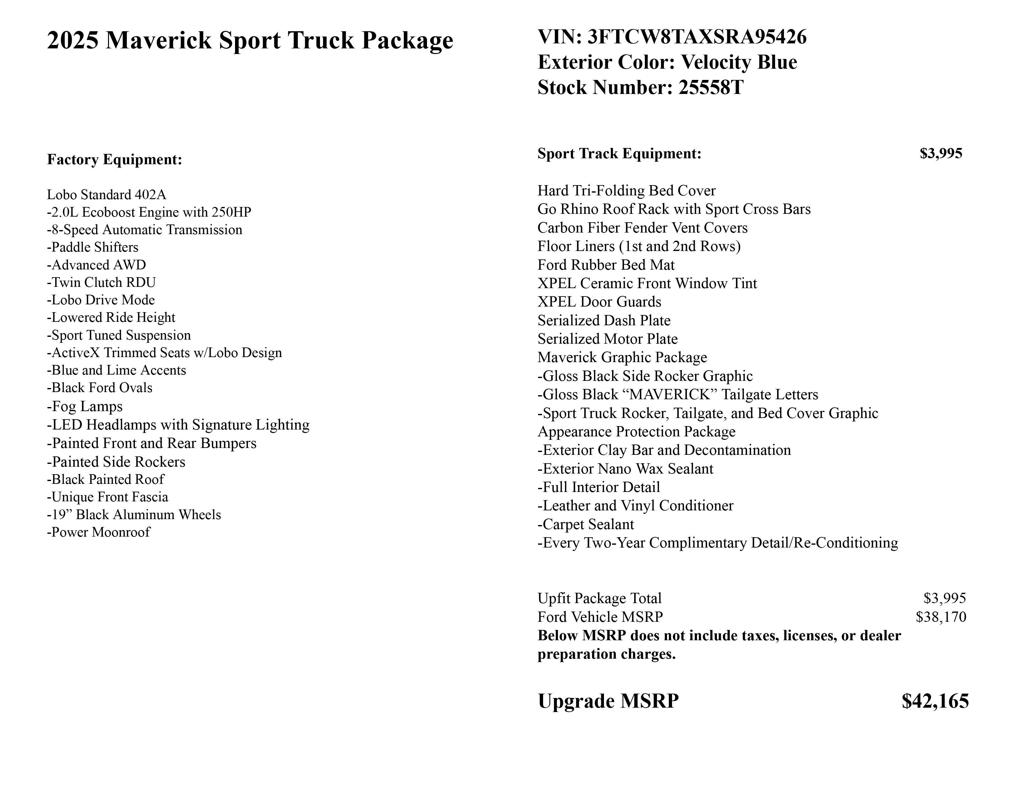 2025 Ford Maverick Lobo Sport Truck